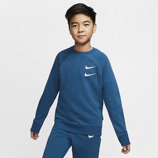 Hanorace Nike Sportswear Swoosh French Terry Crew Baieti Albastri Albi | FYIZ-89456